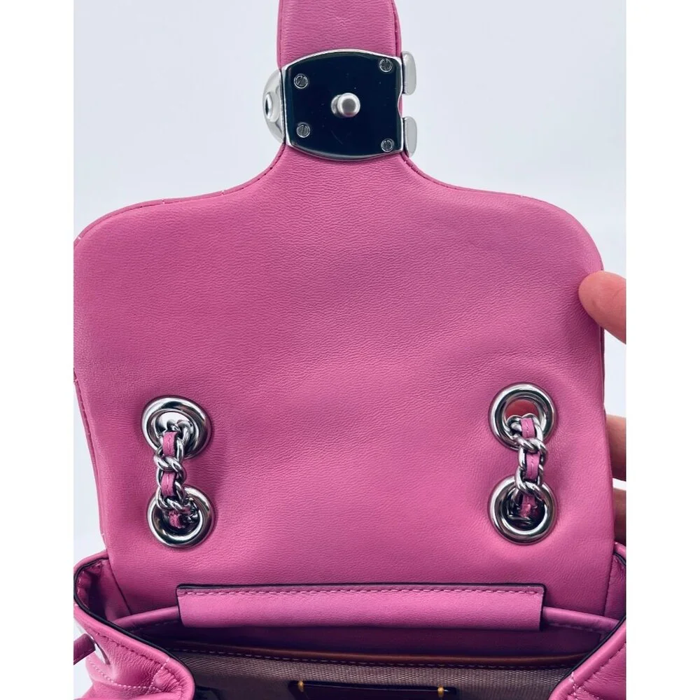 Coach Tabby Backpack Pillow Quilting Nappa Leather Pink Convertible Chain Strap - Picture 11 of 16